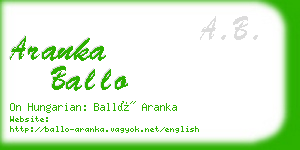 aranka ballo business card